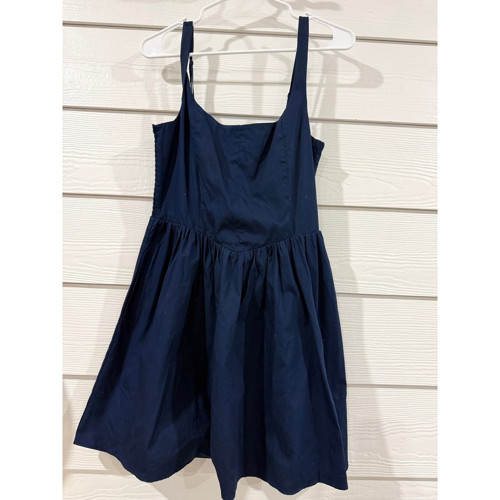 B- 042- Altar'd State Navy Blue Cotton Mini Dress Smocked Back Angela-AS Size M